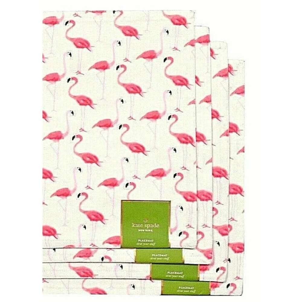 Kate Spade Pink Flamingos Fabric Placemats Flamingo Strut Your Stuff Set of 4